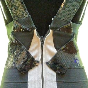 Herve Leger Halter Cocktail w Sequin Bow Trim EUC